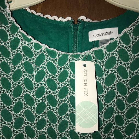 Women’s 14 CALVIN KLEIN Aria Cotton Eyelet St Patrick’s Swing Dance Dress NWT - Picture 3 of 16